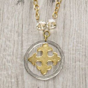 Brasilia Necklace - Maltese cross and circle pendant